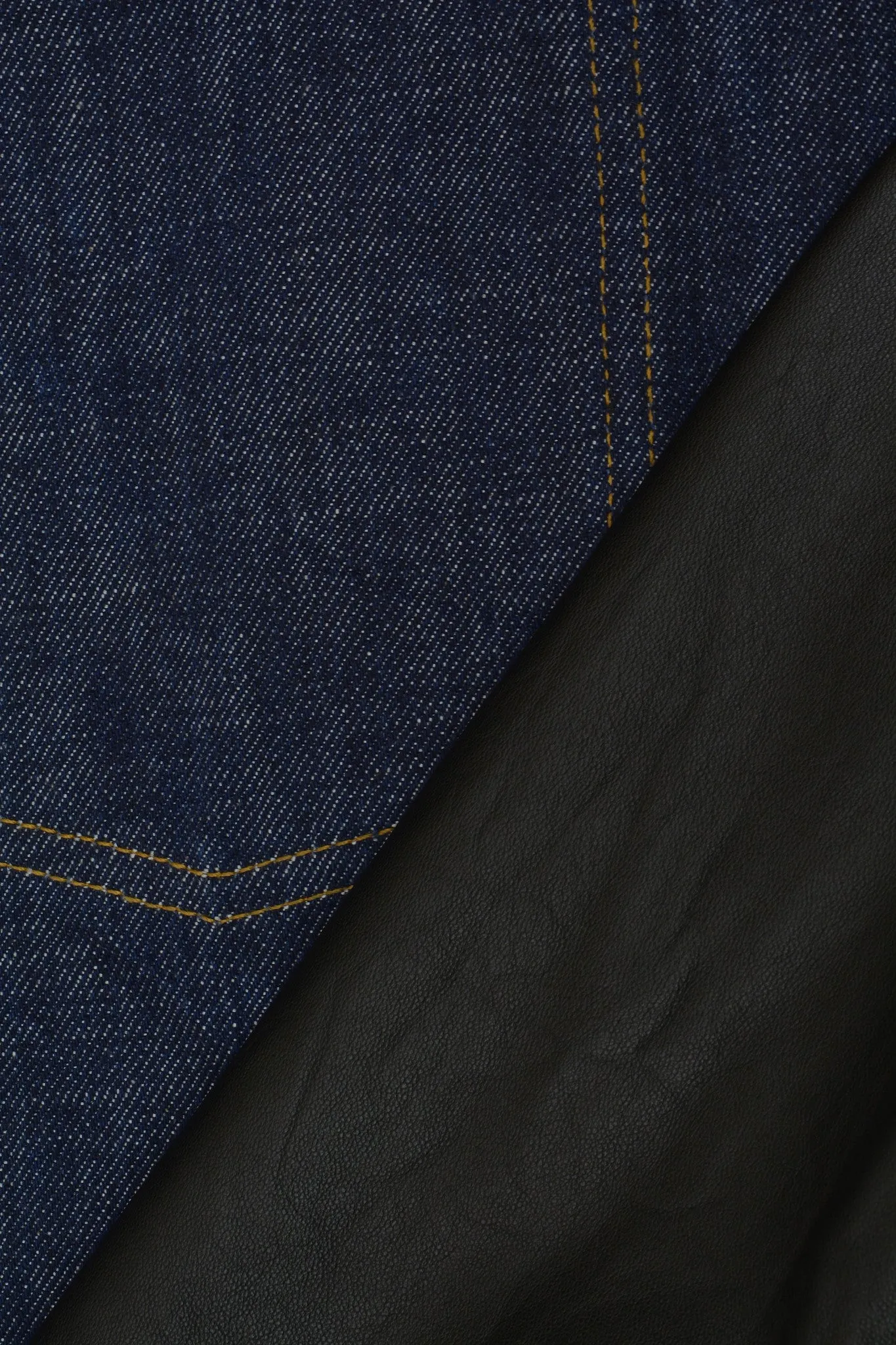 2003 Raw Denim Slim Classic 1-Pocket Jacket with Asymmetric Leather Applications