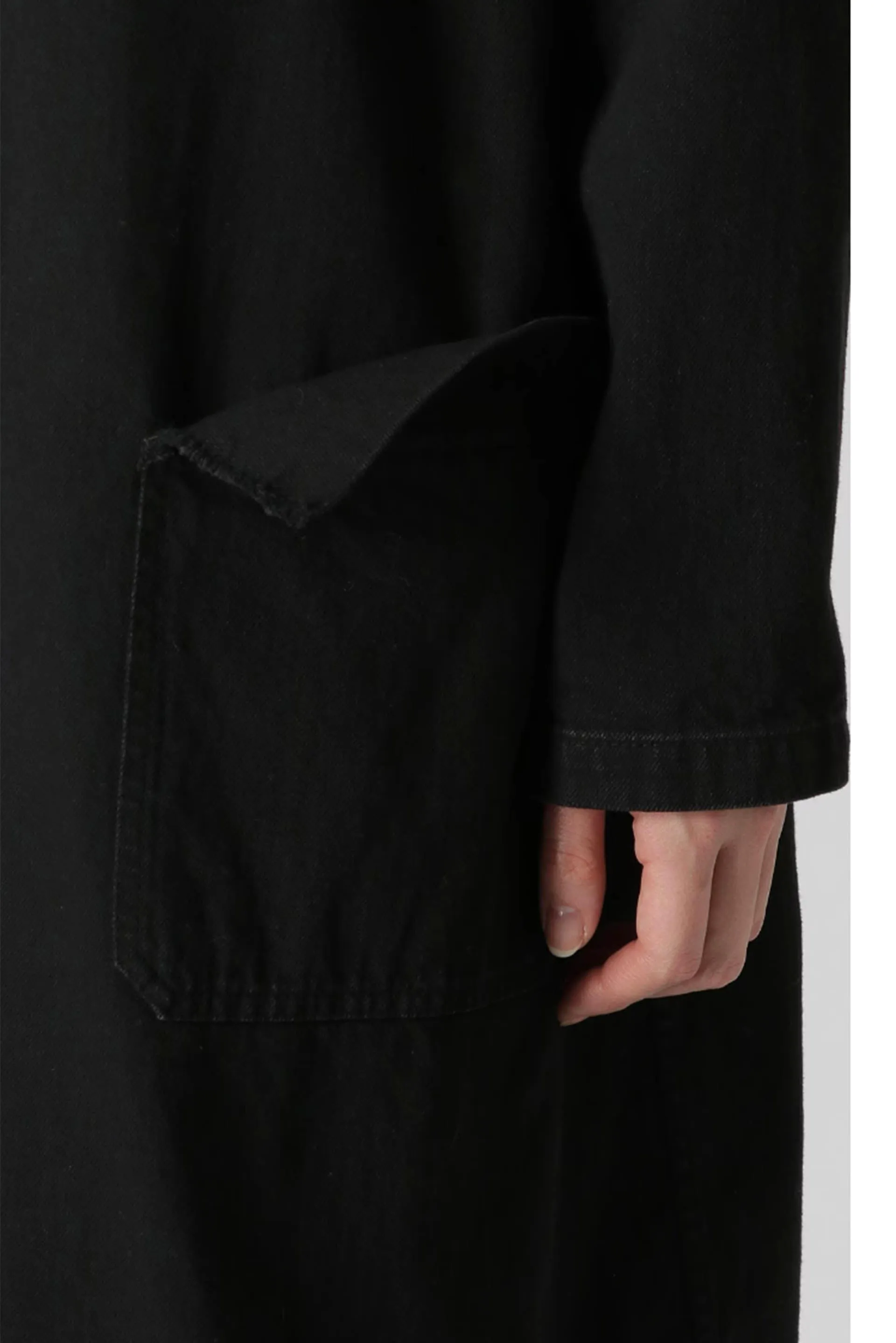 8oz Black Denim Left Collar Slit Coat