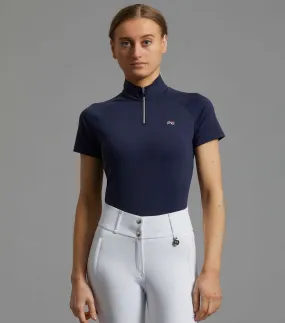 Aura Ladies Short Sleeve Riding Top Navy