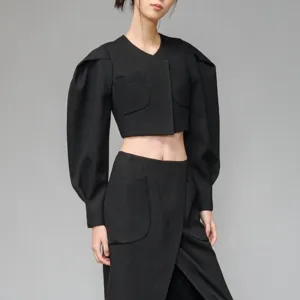 Black structure crop jacket