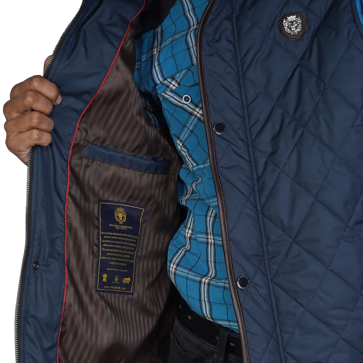 Blue Diamond Patterned Puffer Vest by Brune & Bareskin