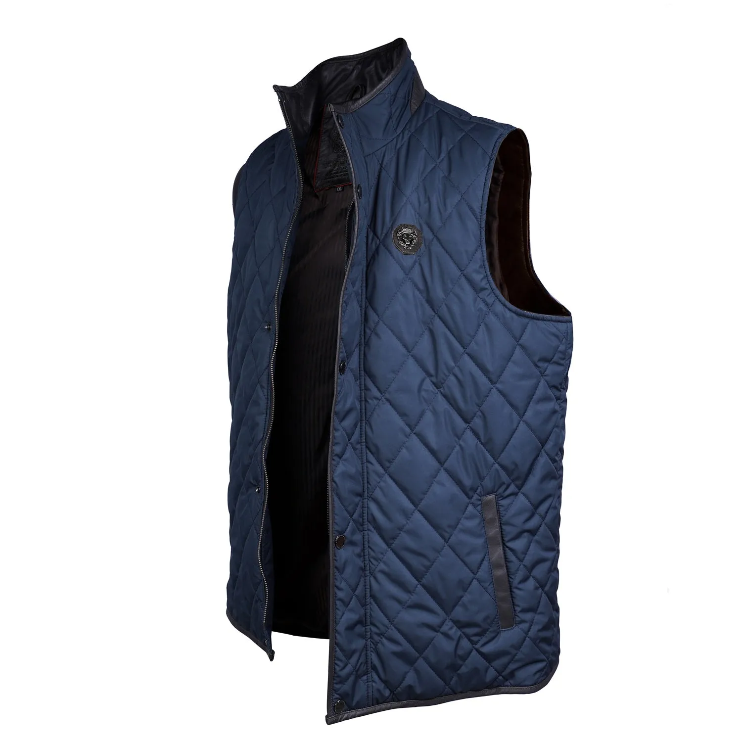 Blue Diamond Patterned Puffer Vest by Brune & Bareskin