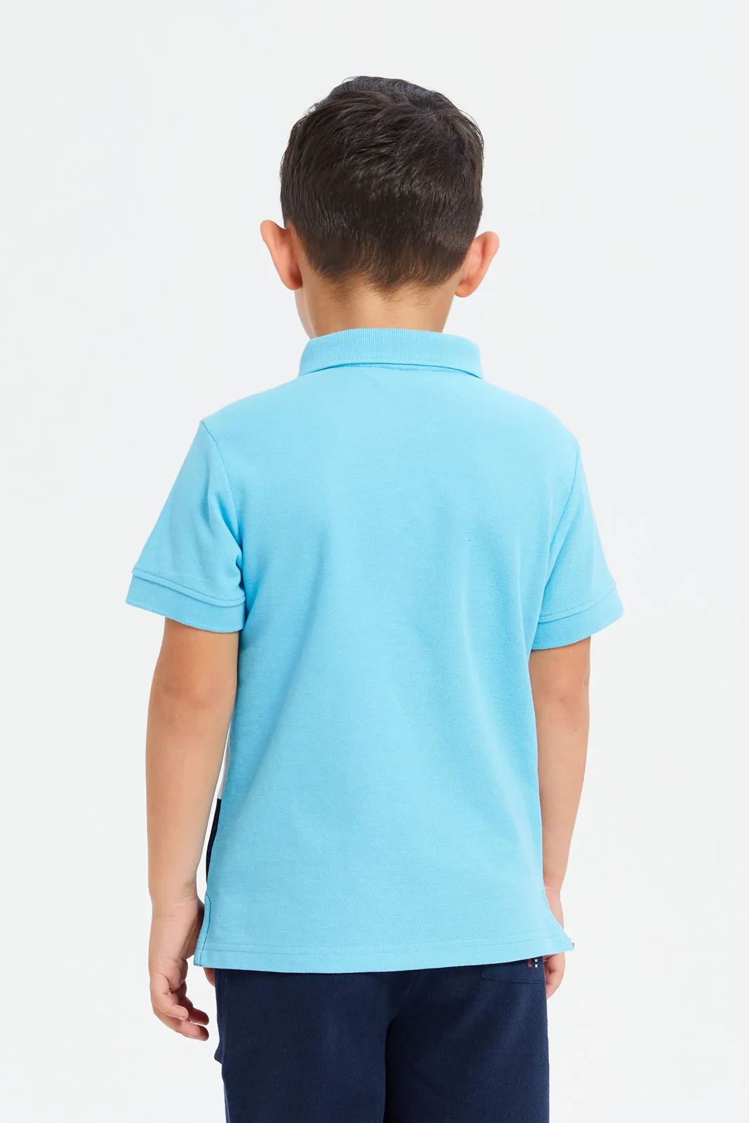 Boys Blue Cut And Sew Polo Shirt