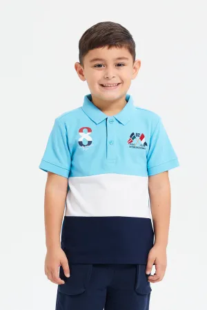 Boys Blue Cut And Sew Polo Shirt