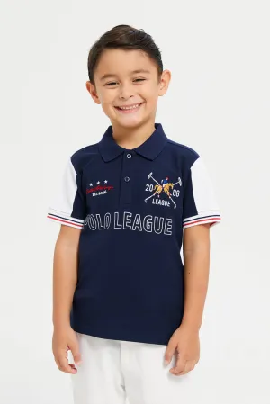 Boys Navy Embroidered Polo Shirt