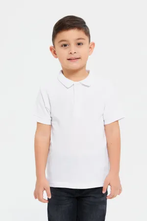 Boys White Basic Polo Shirt