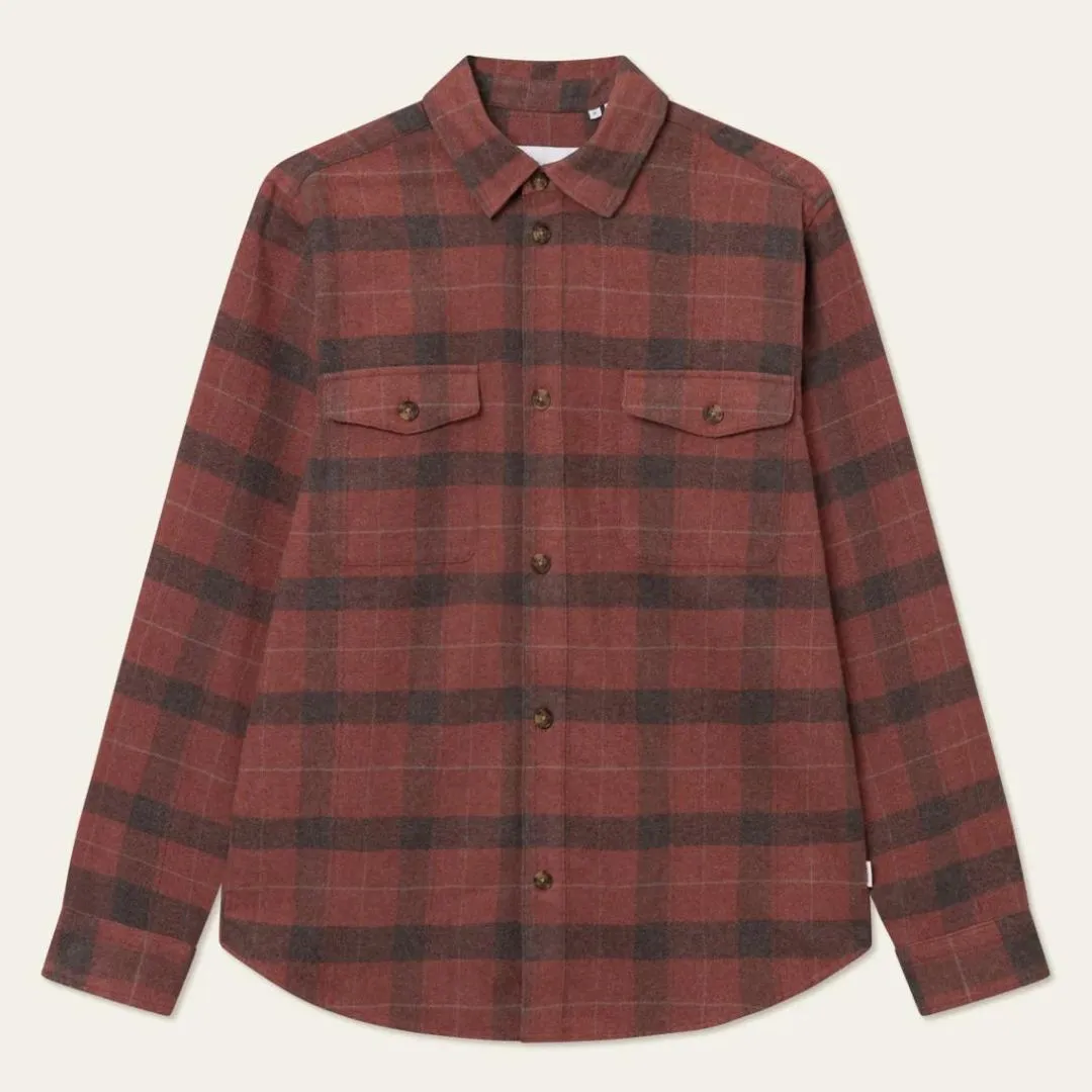 Brick and Coffee Lennon Flannel Check Overshirt