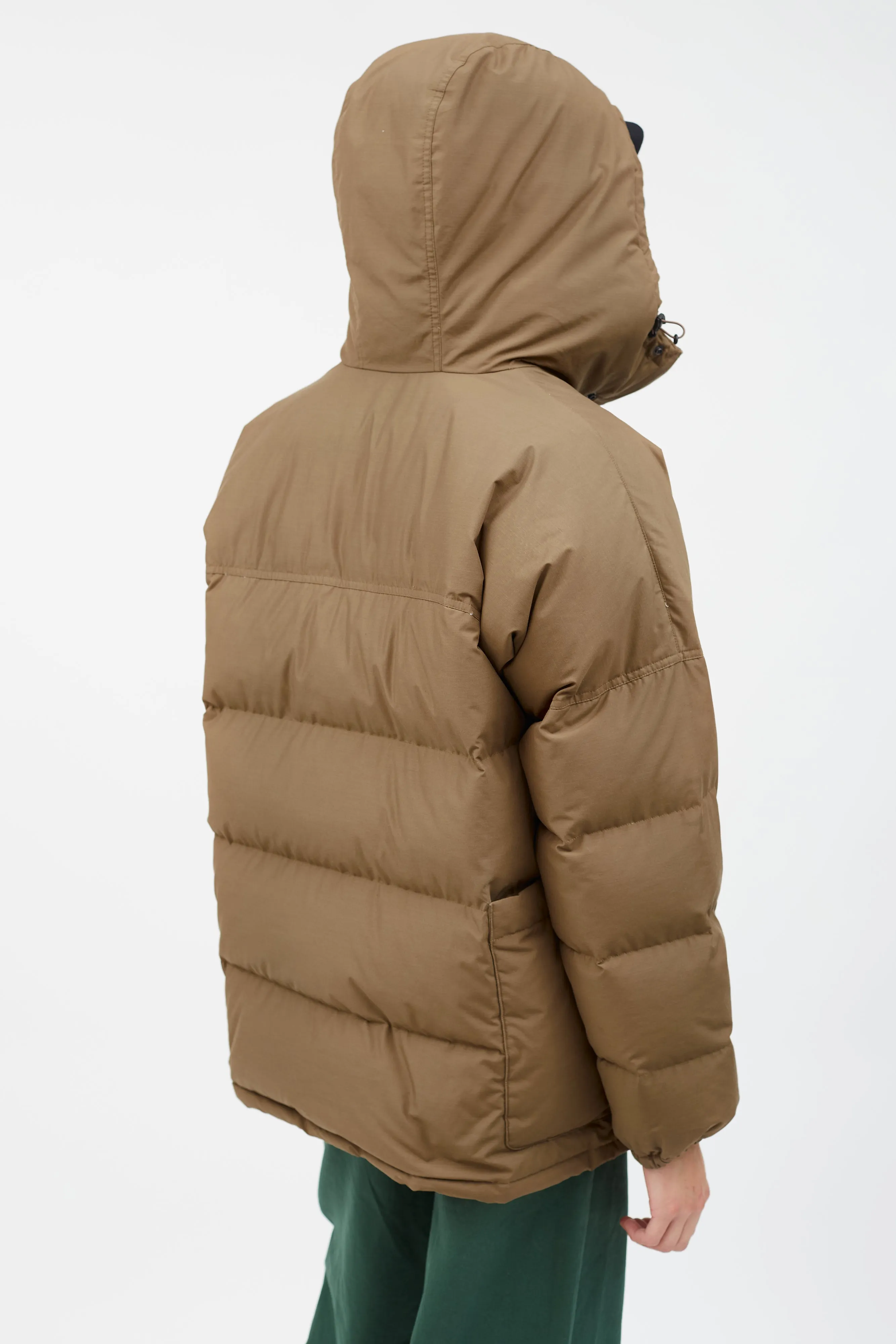 Brown Down Anorak Puffer Jacket