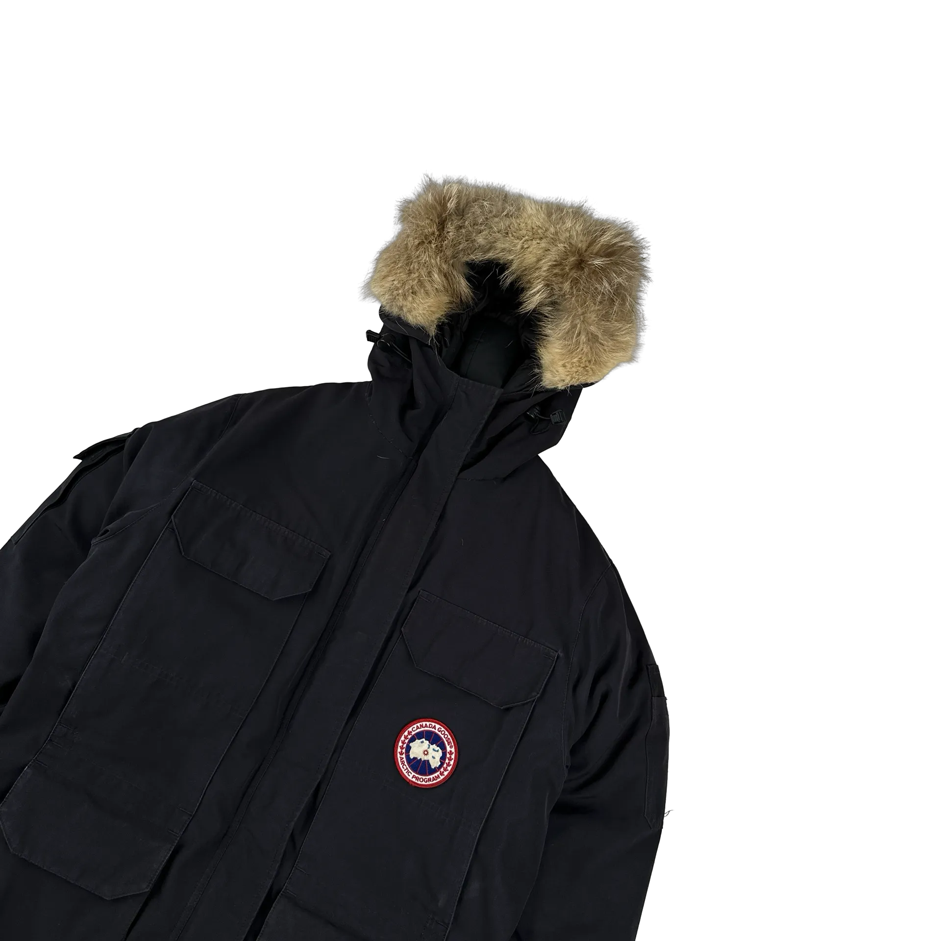 Canada Goose Navy Premium Down Coyote Fur Hood Expedition Parka Jacket - Medium