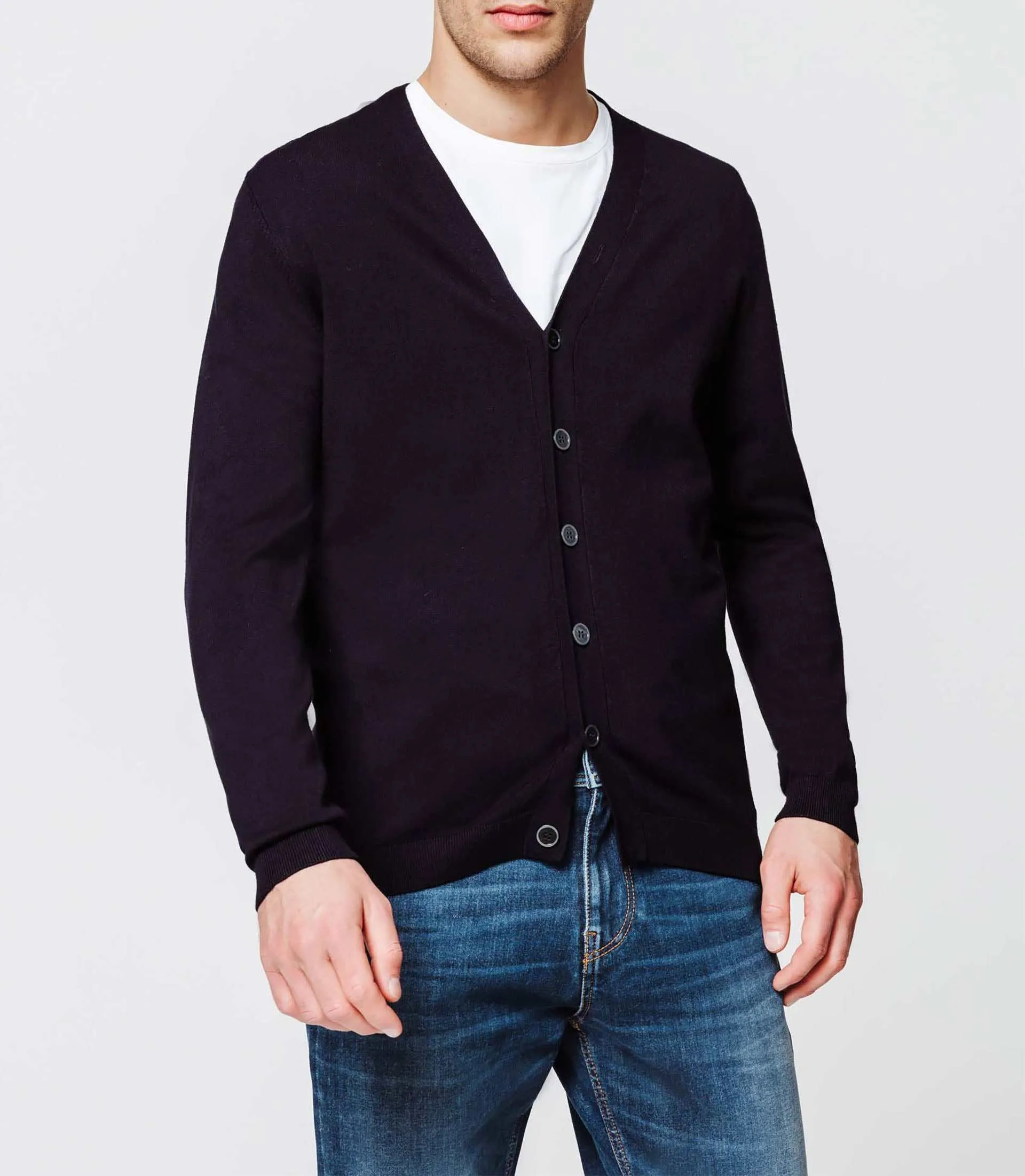 Cardigan boutonné marine