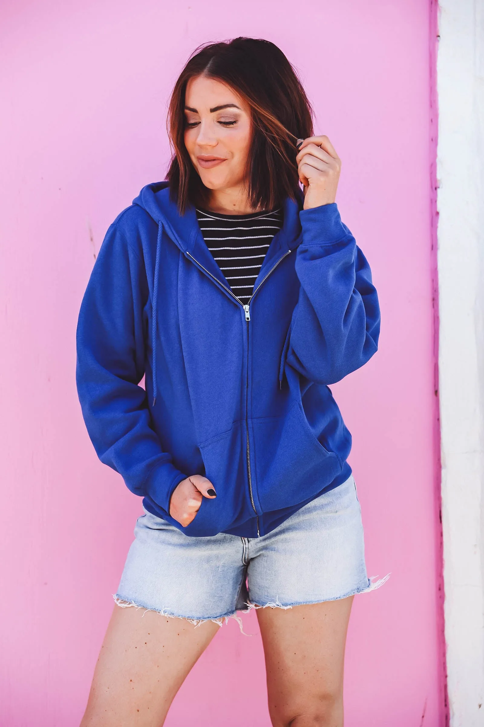 Charlie Zip Up Hoodie-Royal Blue