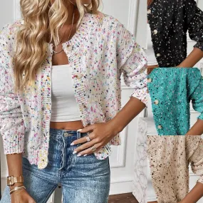 Confetti Button Up Long Sleeve Cardigan