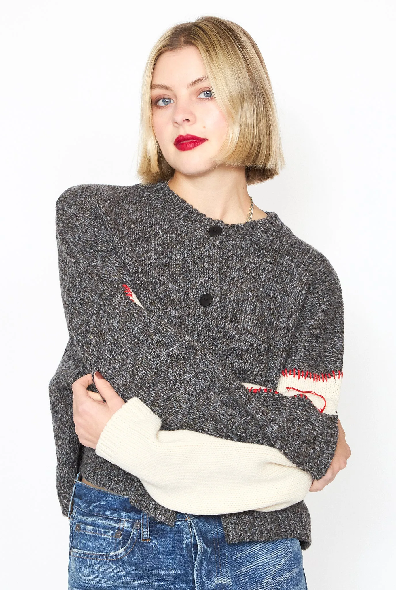 CORDERA  Merino Wool Stitched Cardigan