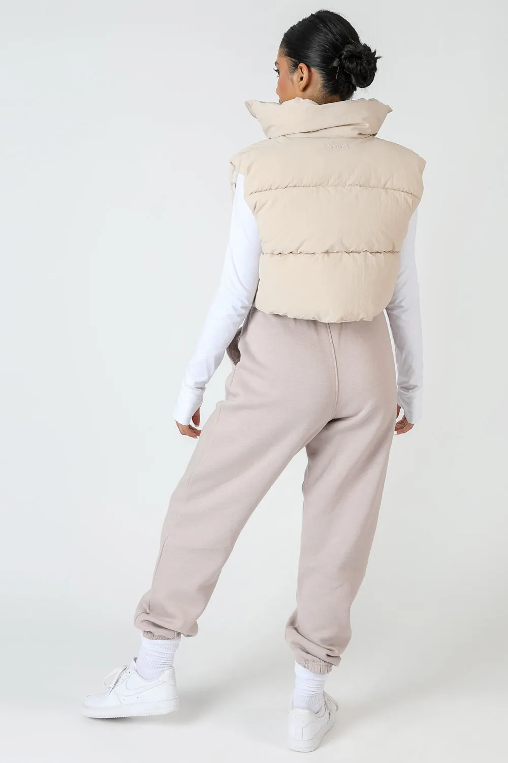 Cropped Puffer Gilet Stone