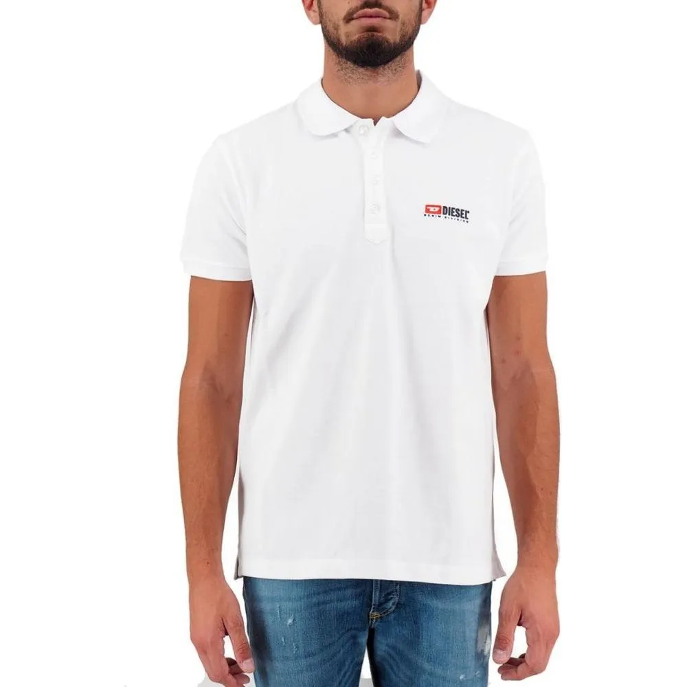 Diesel Elegant White Cotton Polo Shirt with Contrasting Logo