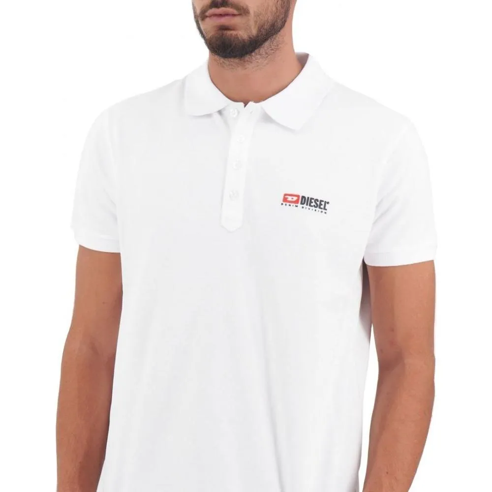 Diesel Elegant White Cotton Polo Shirt with Contrasting Logo