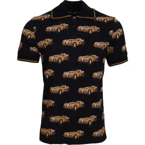 Dolce & Gabbana Elegant Car Print Polo T-Shirt in Black