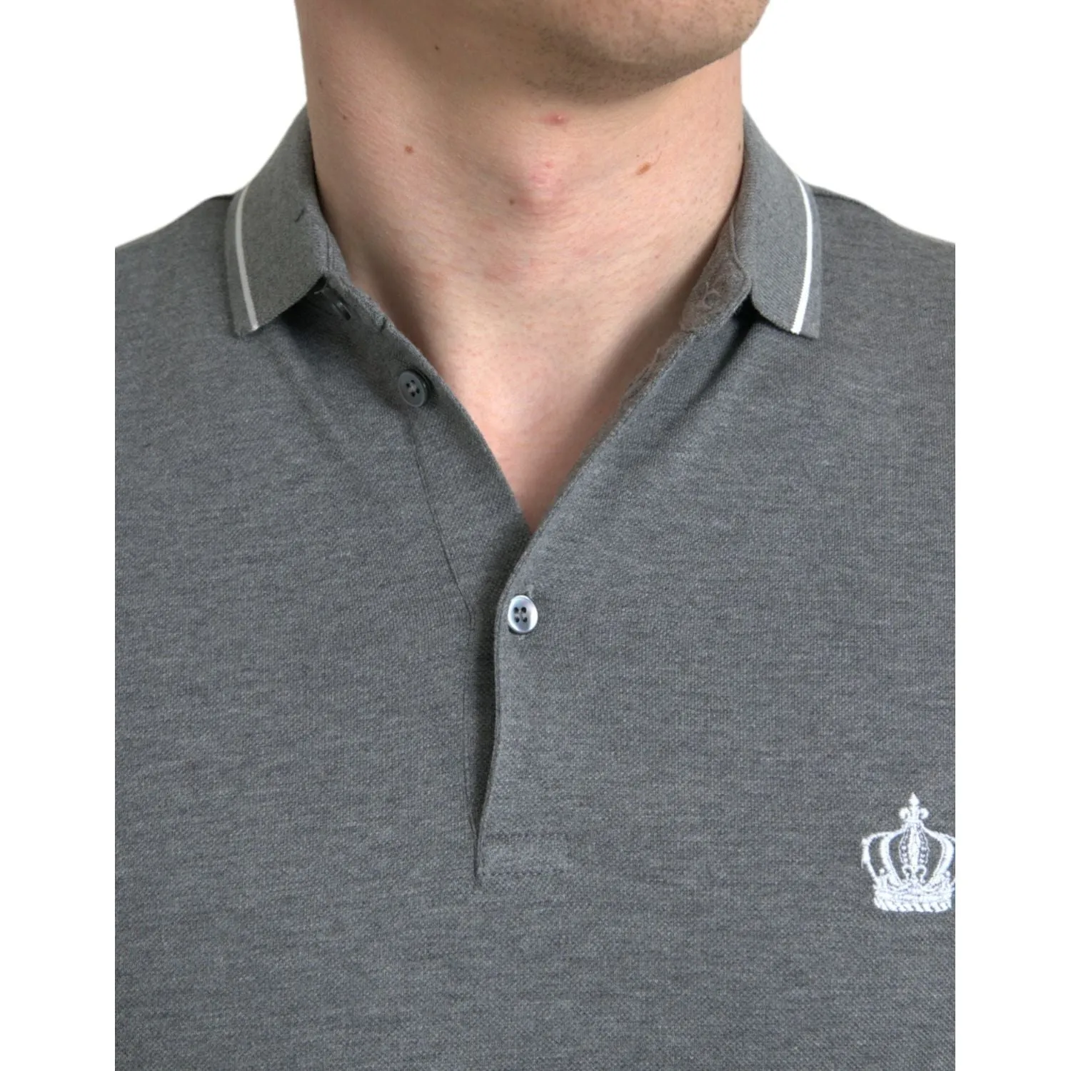 Dolce & Gabbana Elegant Grey Cotton Polo T-Shirt