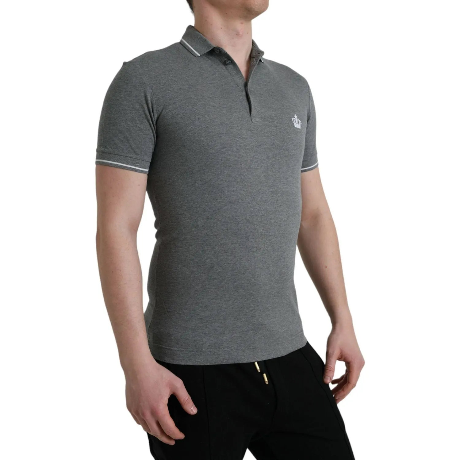 Dolce & Gabbana Elegant Grey Cotton Polo T-Shirt