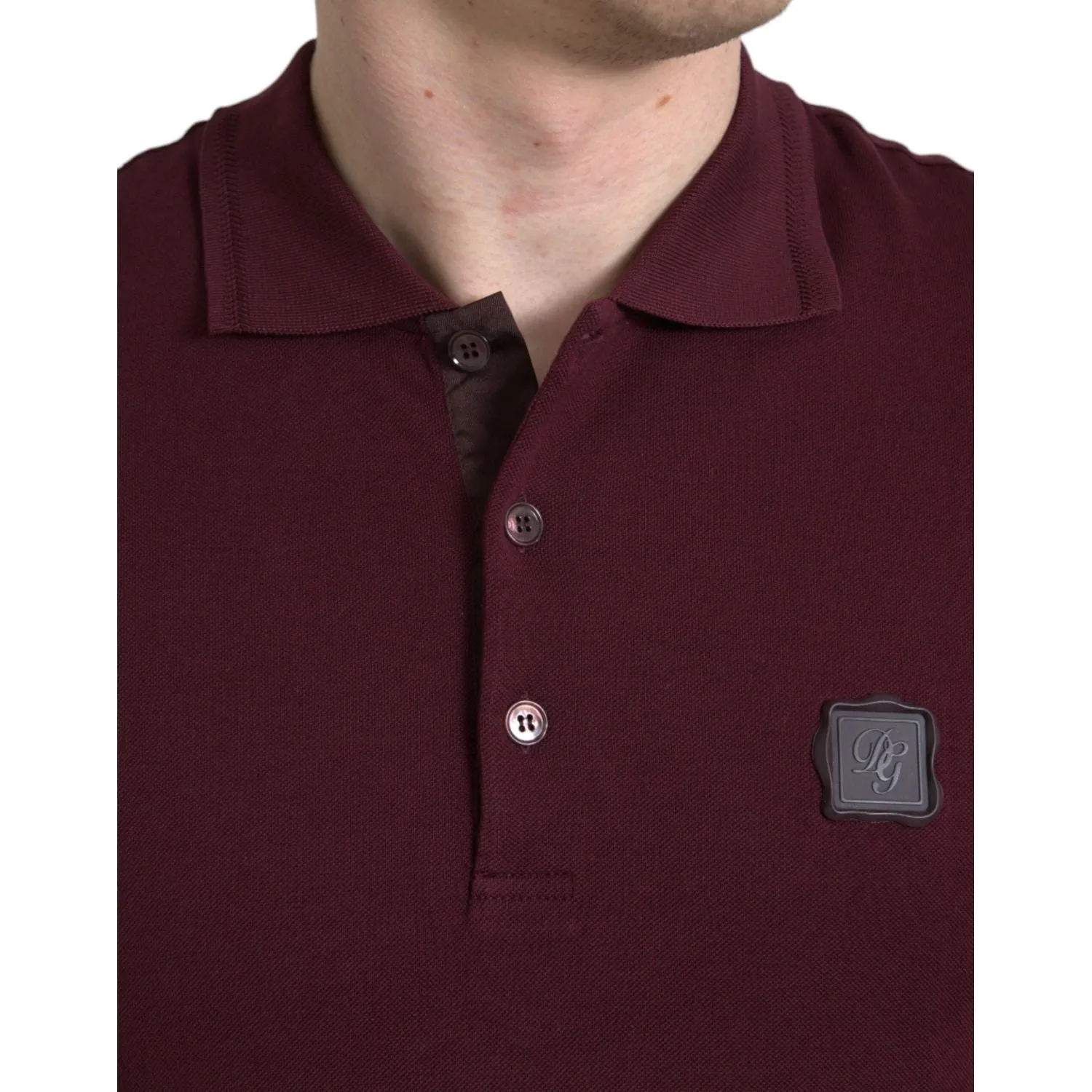 Dolce & Gabbana Elegant Maroon Cotton Blend Polo Tee