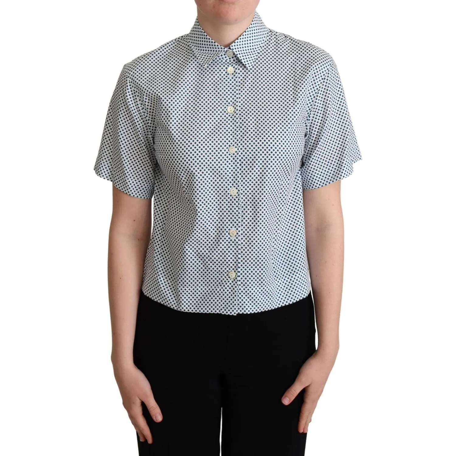 Dolce & Gabbana Elegant Polka Dot Cotton Polo Shirt