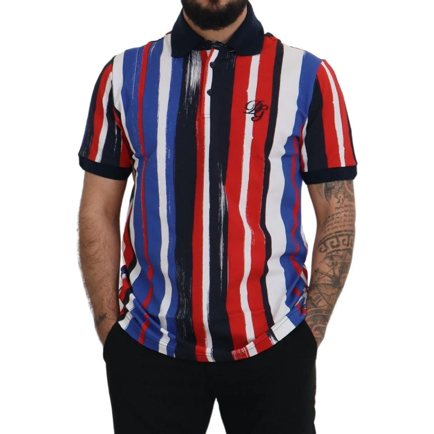 Dolce & Gabbana Elegant Striped Cotton Polo T-shirt