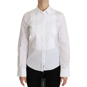 Dolce & Gabbana Elegant White Collared Long Sleeve Polo Top