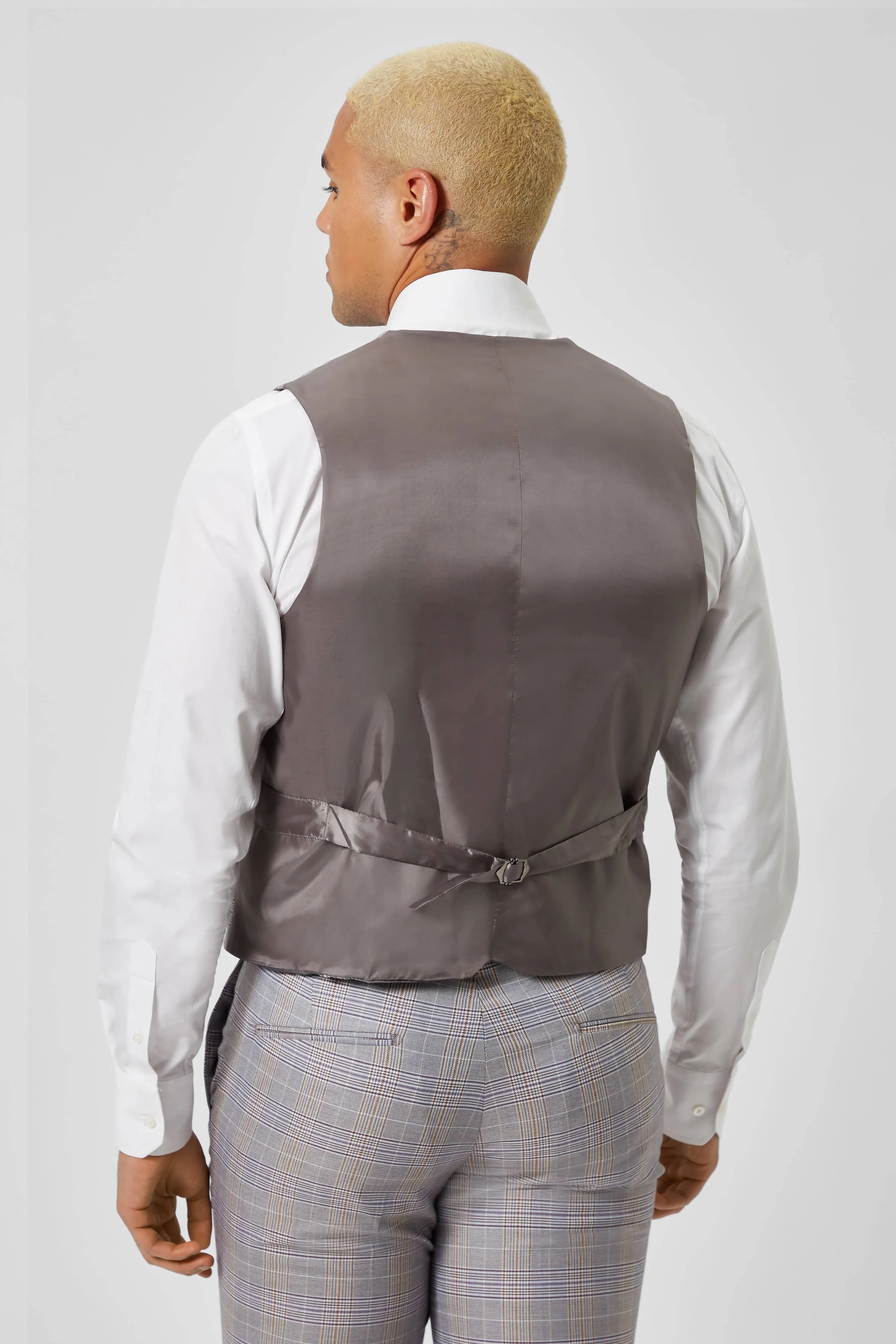 Earlswood Slim Fit Grey Check Waistcoat