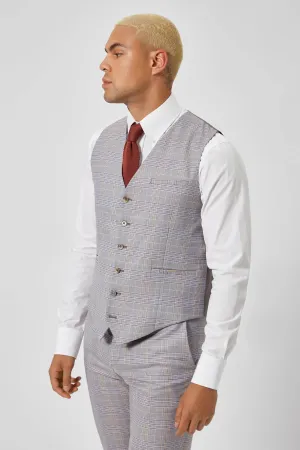 Earlswood Slim Fit Grey Check Waistcoat