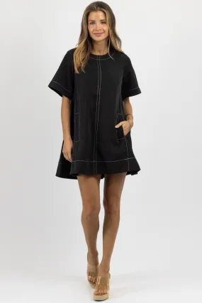 FELIZ BLACK CONTRAST MINI DRESS