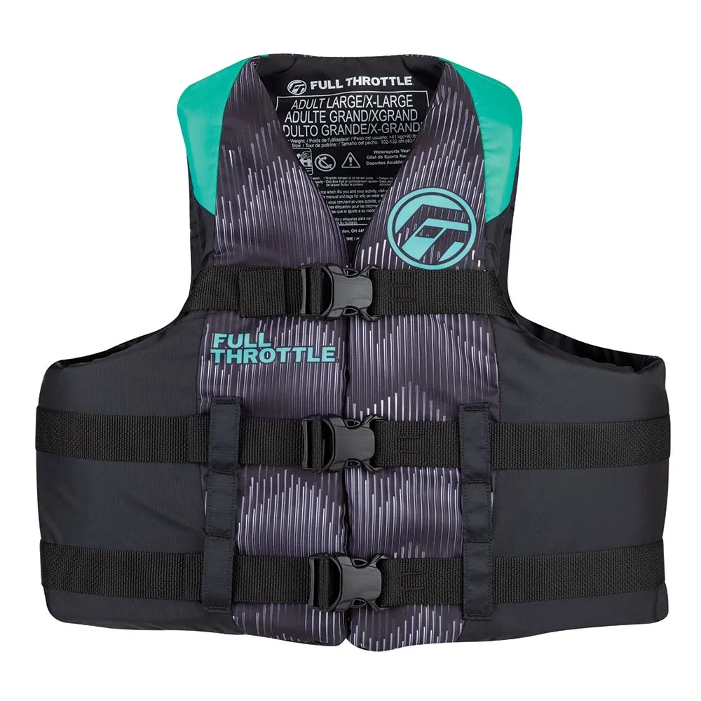 Full Throttle Adult Nylon Life Jacket - 2XL/4XL - Aqua/Black [112200-505-080-22]