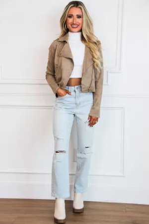 Gibson Suede Biker Jacket: Taupe