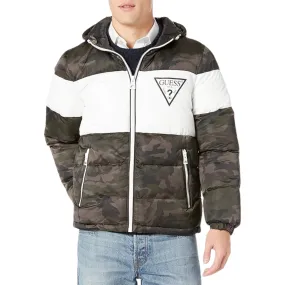 GUESS - Colorblock Hooded Puffer Jacket