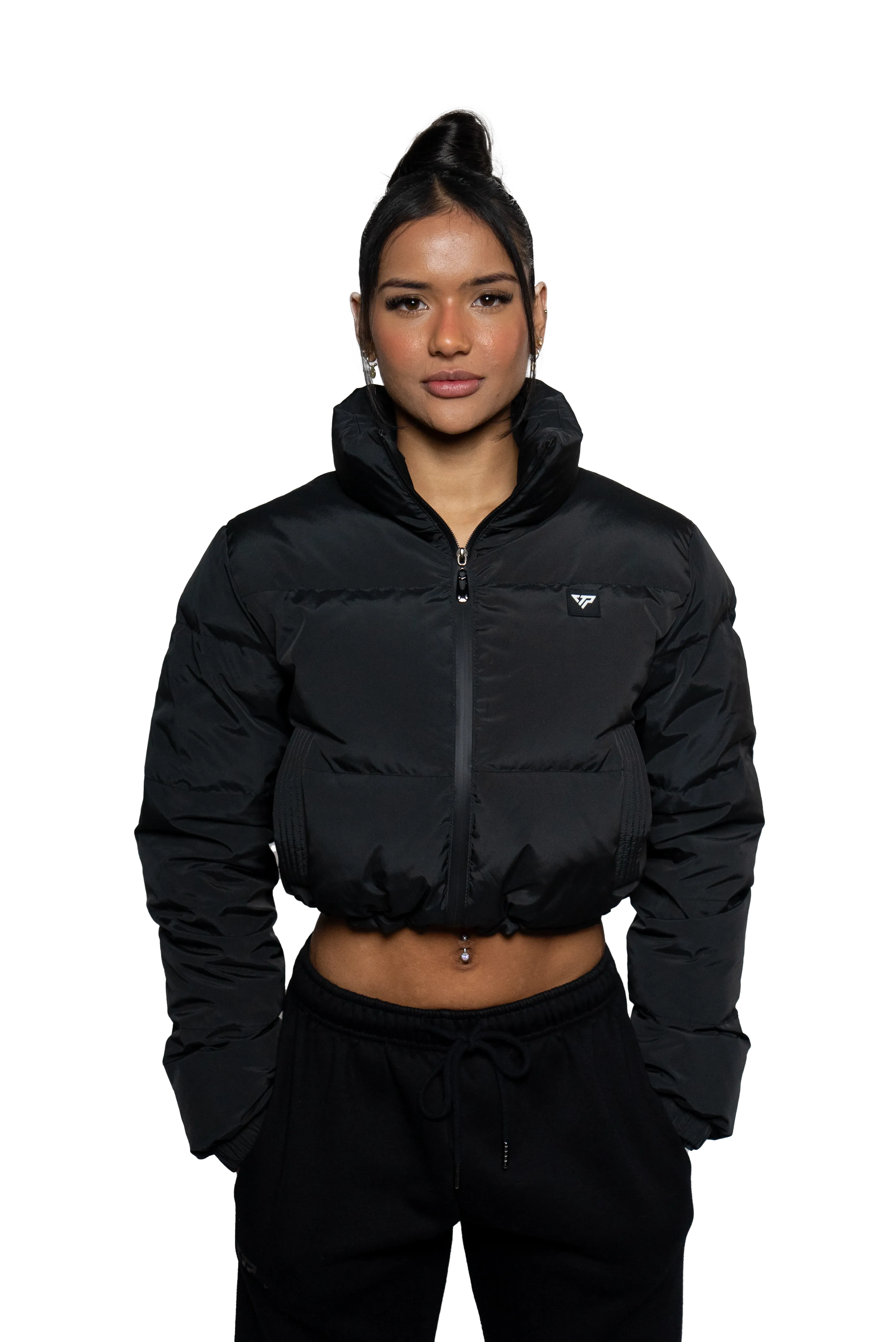 Horizon Cropped Puffer Jacket - Black