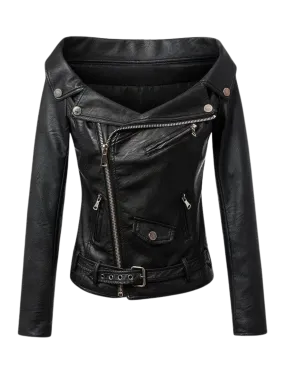 IAMC | Off Shoulder Leather Jacket