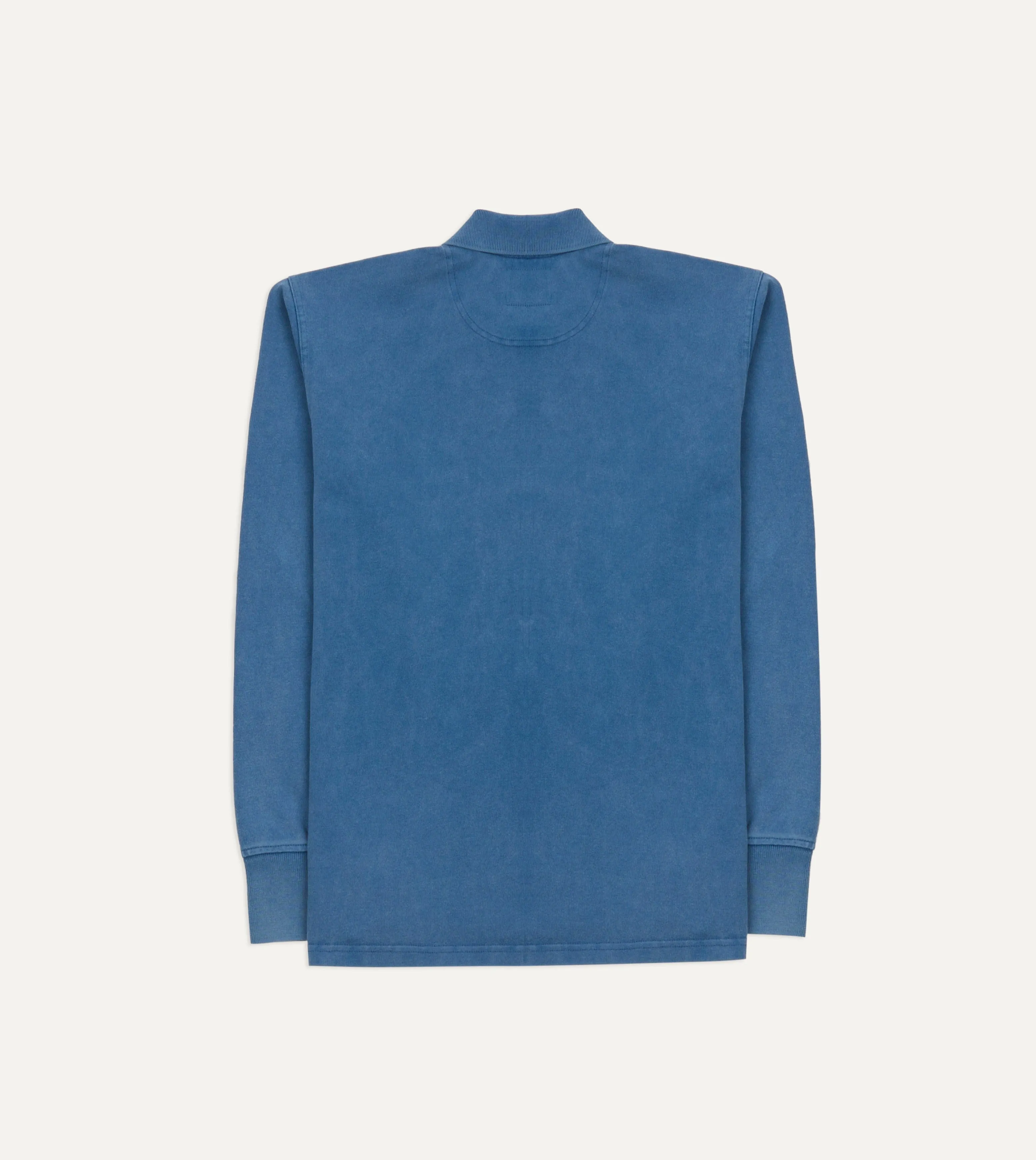 Indigo Cotton Jersey Long-Sleeve Polo Shirt