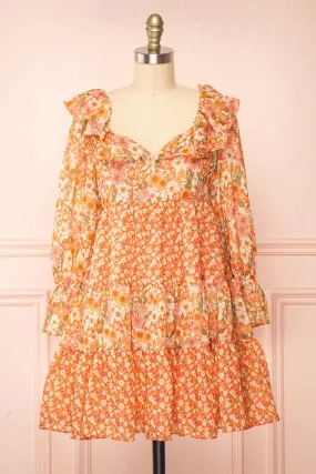 Kenza | Floral Babydoll Dress w/ Puffy Sleeves