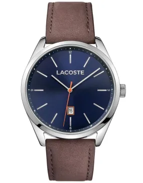 Lacoste Mens San Diego Watch - Stainless -  Brown Leather Strap - Date - 50m