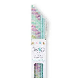 Lake Girl   Aqua Glitter Reusable Straw Set