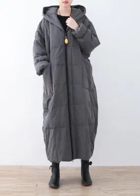 Limited Stock-Gray Warm Down Coat Plus Size Parka thick Hooded Maxi Cardigan