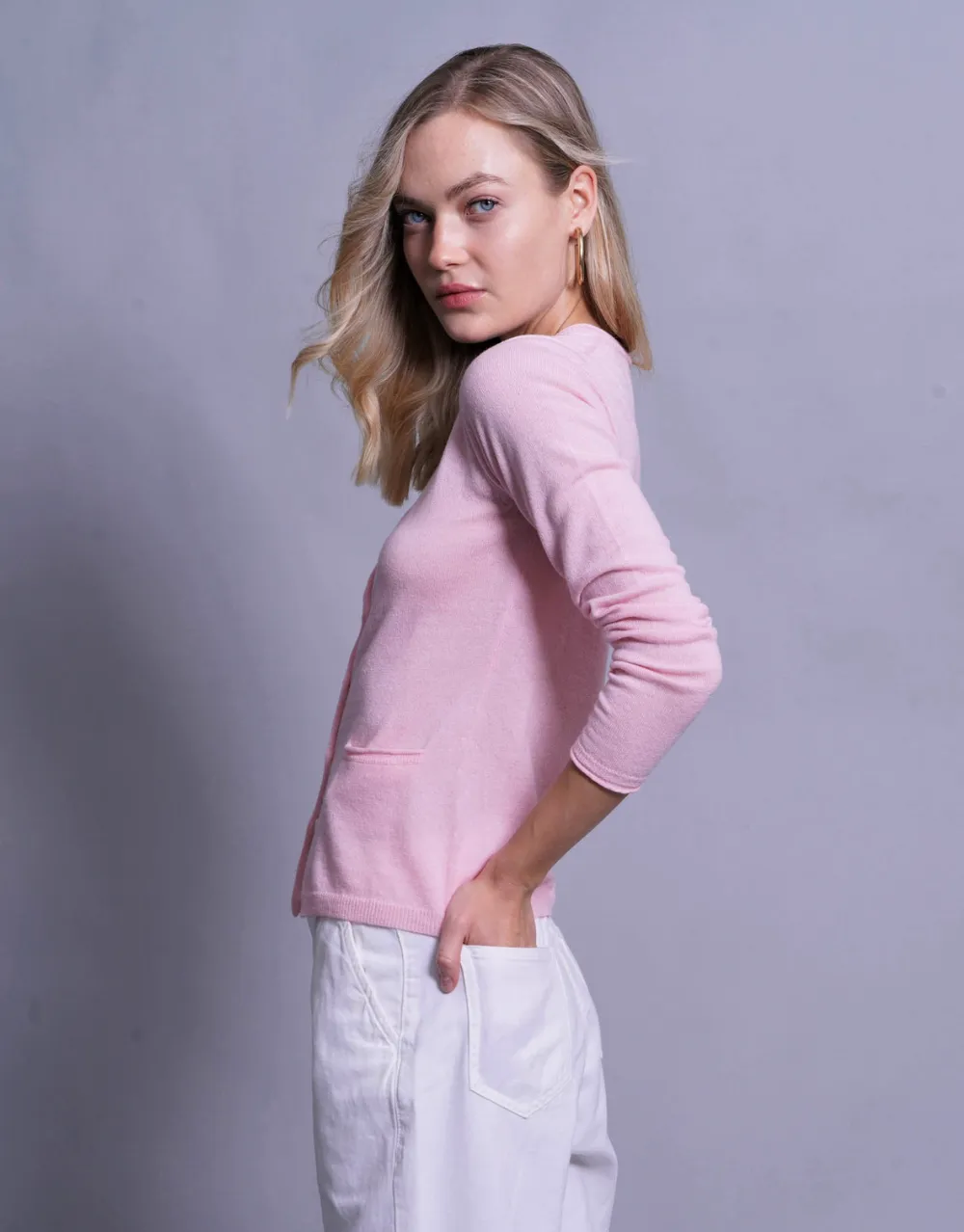 Luxe Lite Scoop Neck Cardigan in Rose