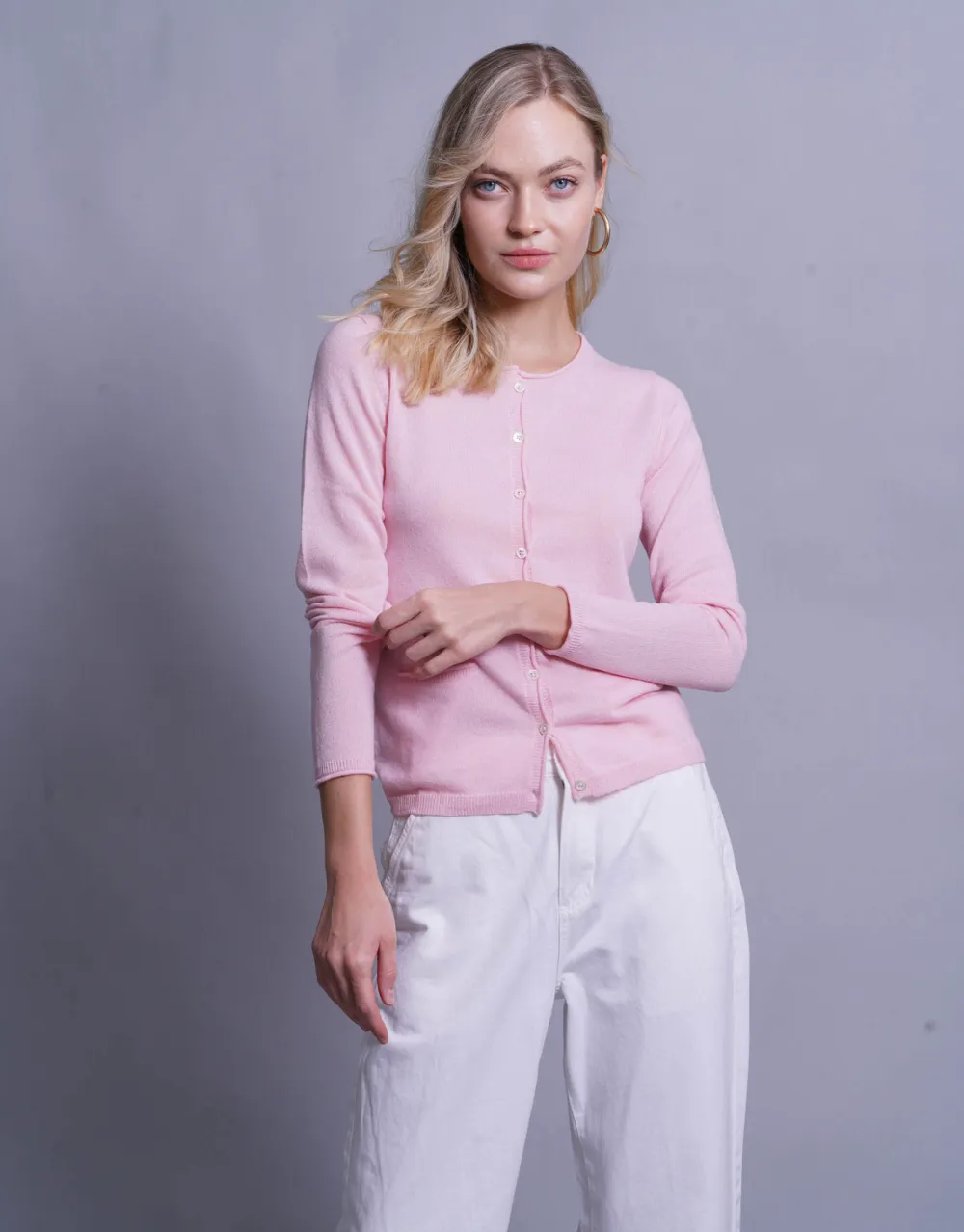 Luxe Lite Scoop Neck Cardigan in Rose