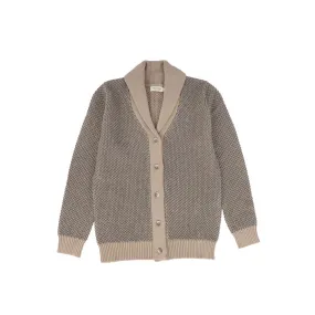 MARMAR COPENAHGEN BROWN/GREY KNIT COLLAR CARDIGAN