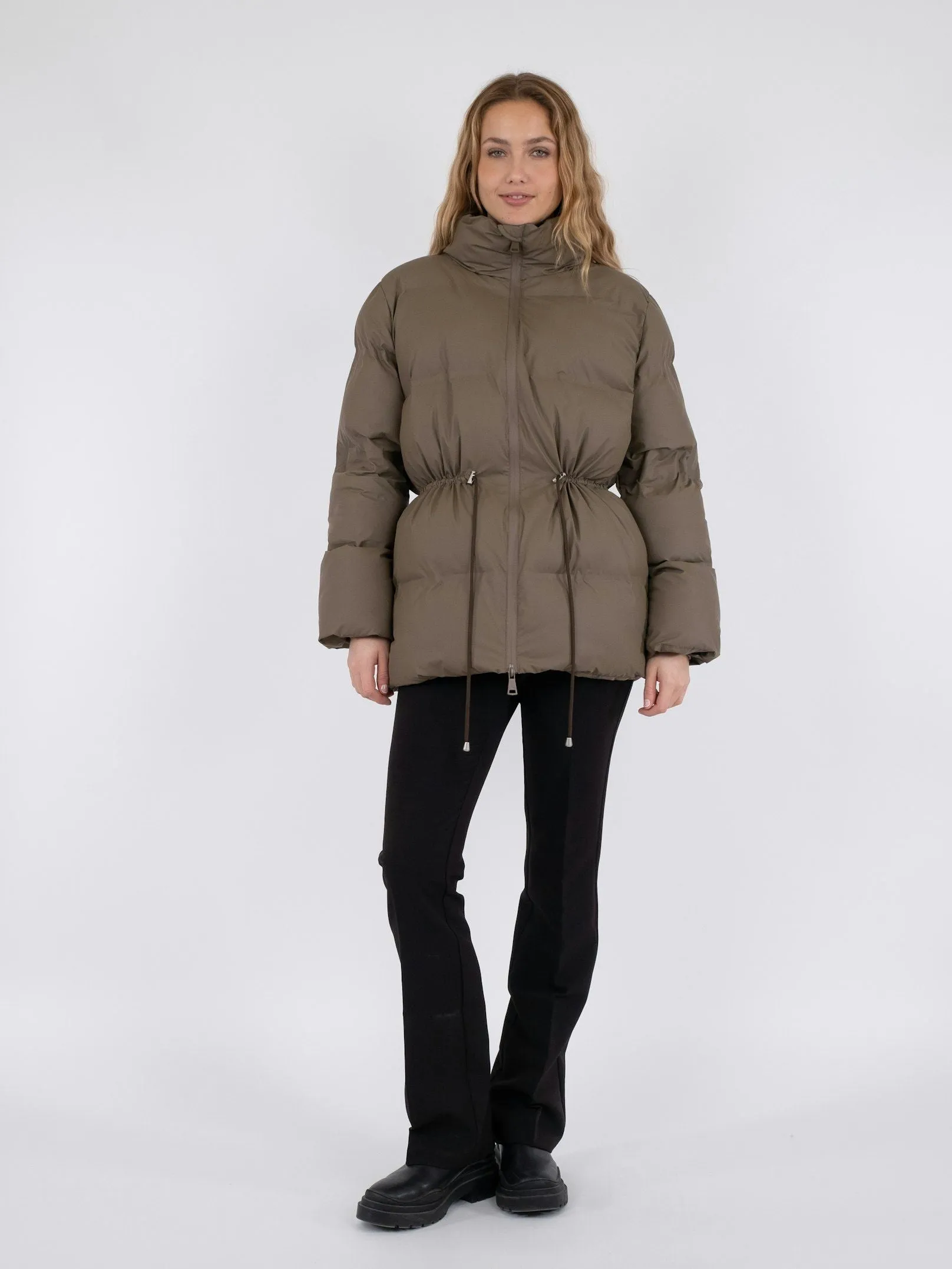 Mayra C Puffer Jacket - Dark Taupe