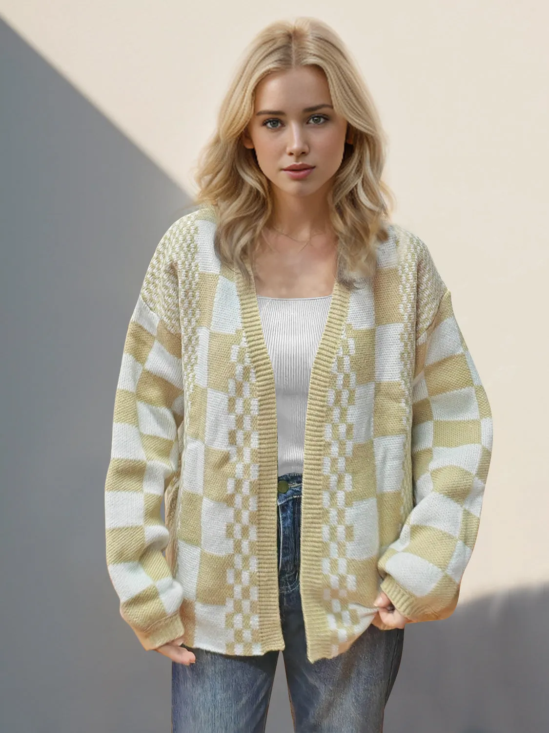 Meg Checkered Cardigan