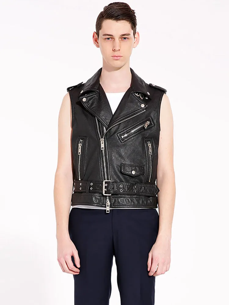 Men's Black Leather vest