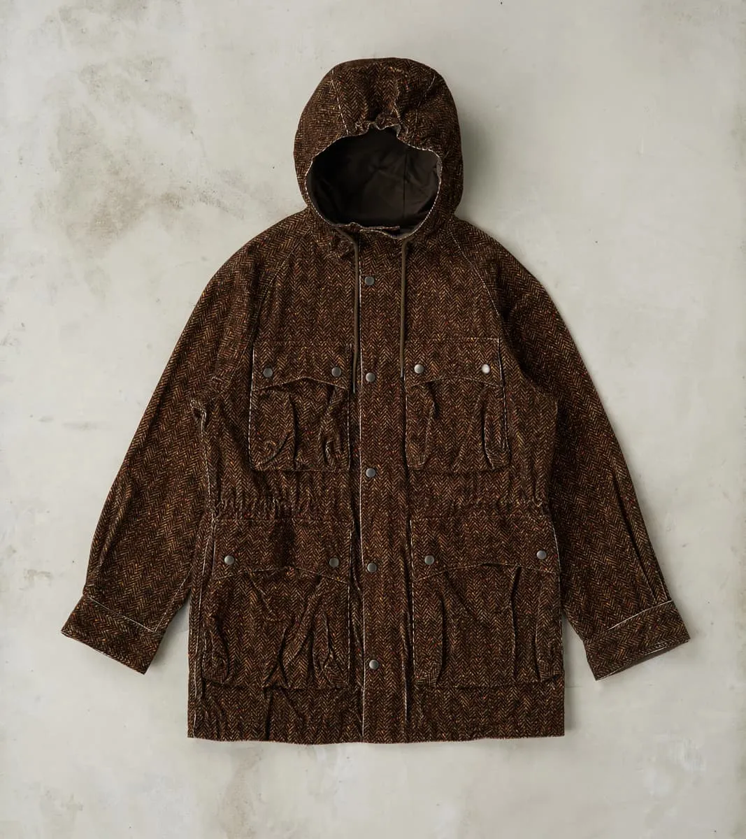 Mountain Parka - Herringbone Neps Tweed Printed Corduroy - Dark Olive