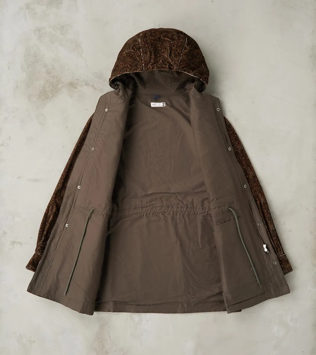 Mountain Parka - Herringbone Neps Tweed Printed Corduroy - Dark Olive