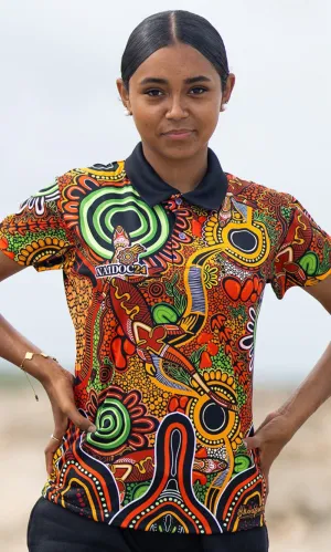 NAIDOC 2024 Aboriginal Art Kids Unisex Polo Proud & Deadly