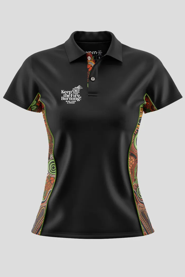 NAIDOC 2024 Aboriginal Art Ladies Fitted Bamboo Polo Proud & Deadly